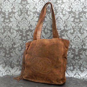 Chanel Brown Suede Leather Fringe Bag